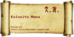 Kolovits Masa névjegykártya